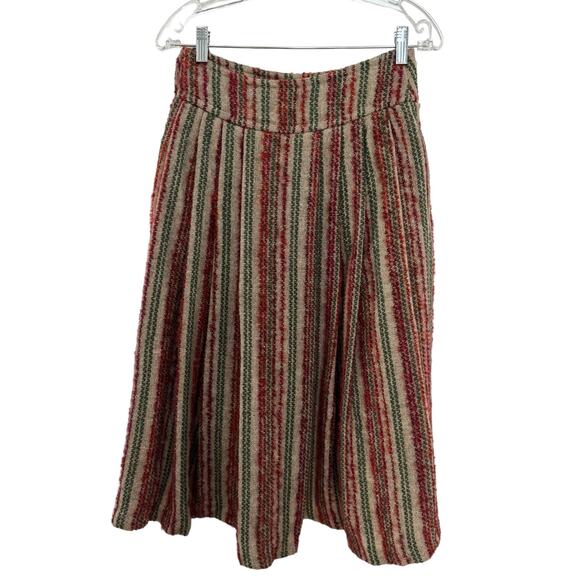 American Vintage high waisted pleated boucle striped midi skirt size small - Picture 16 of 16